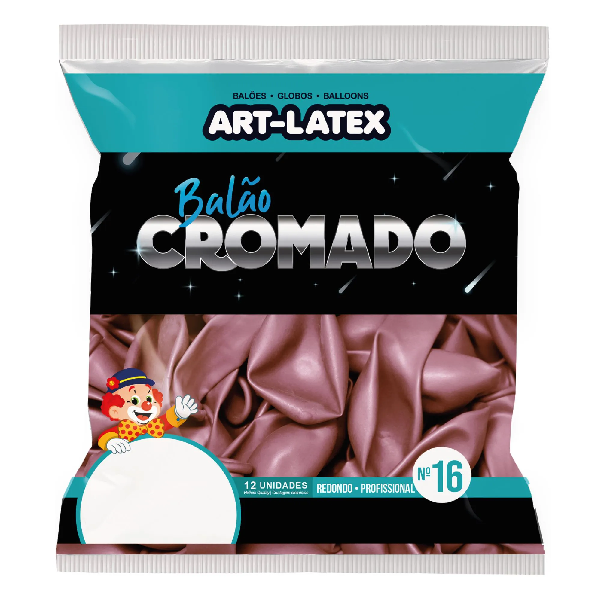 BALÃO ART LATEX CROMADO NUMERO 16
