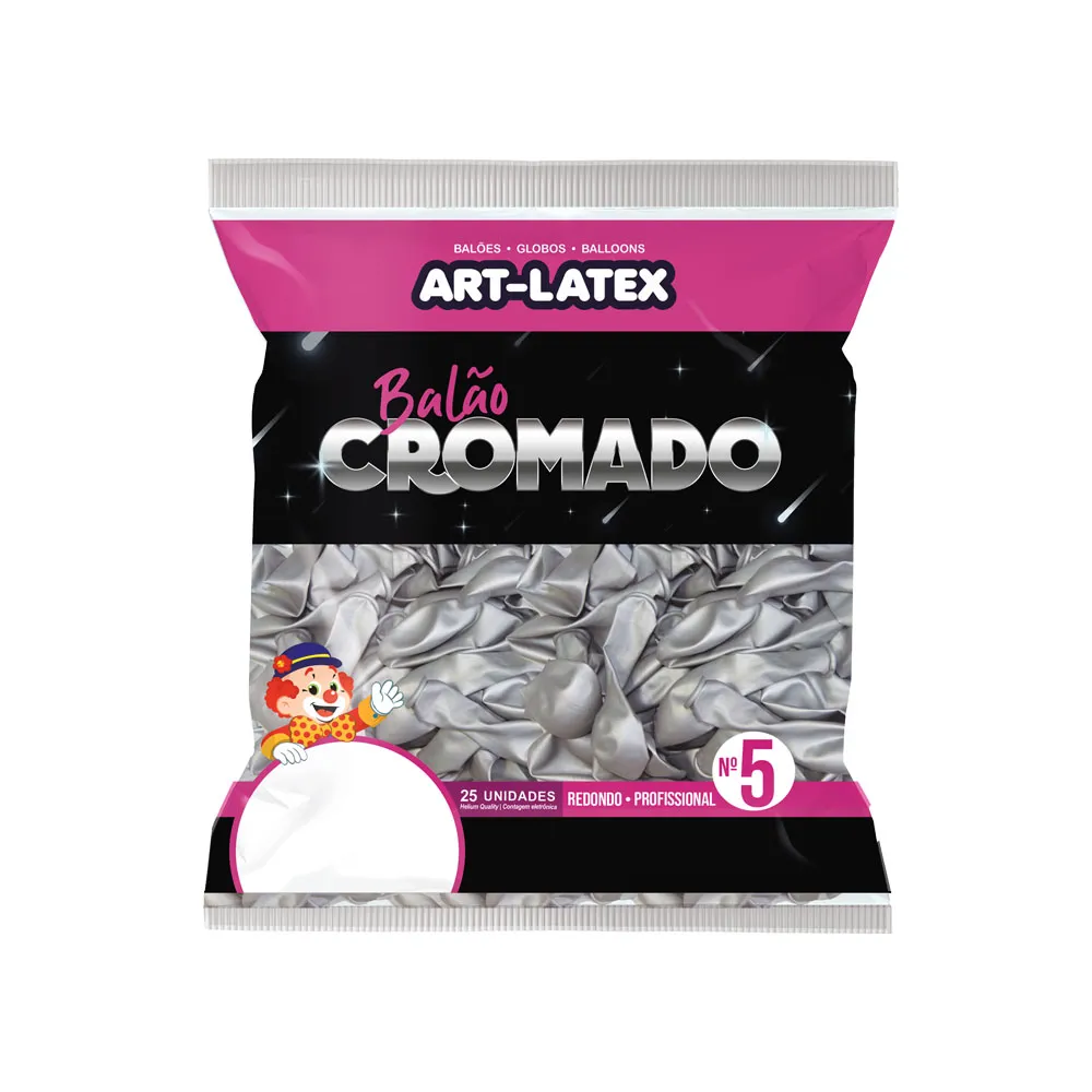 BALÃO ART LATEX CROMADO NUMERO 5