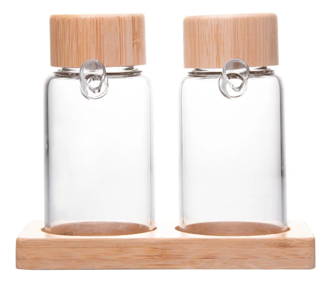 CONJUNTO DE GALHETERO DE VIDRO COM TAMPA WOLFF 04